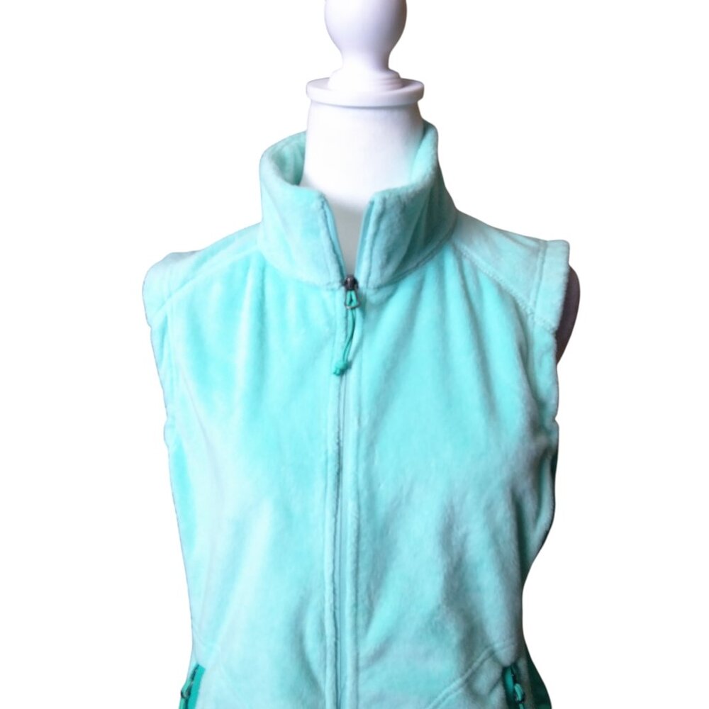 L.L. Bean Women's Small Petite Light Green Zip Front Fleece Vest Outdoor Classic - Picture 2 of 7